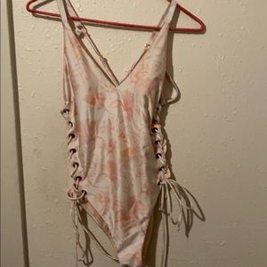 Pacsun one piece swim ties floral print